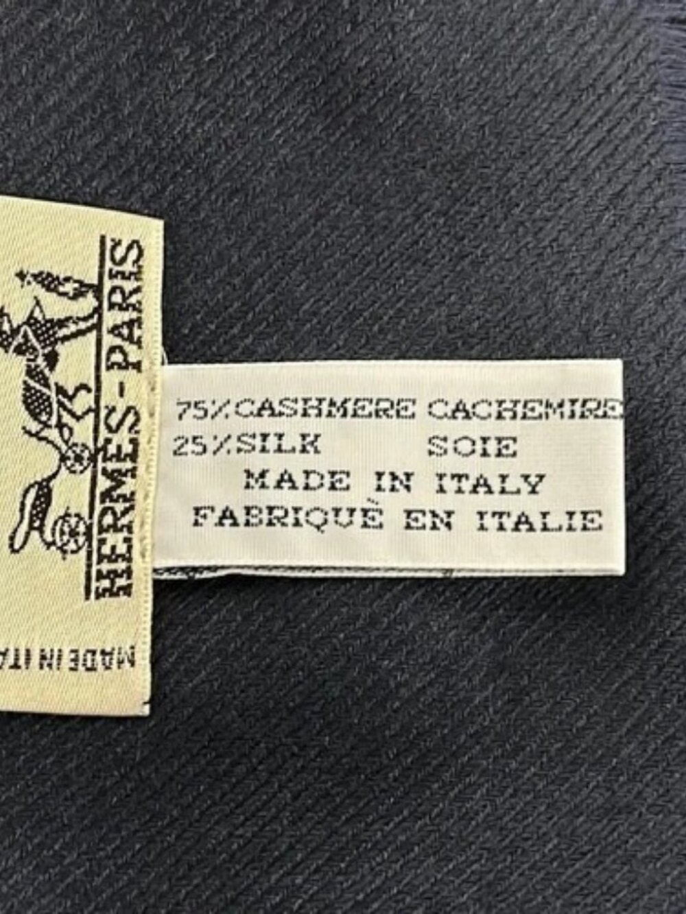 HERMES Dark Navy Cashmere Silk Scarf - Picture 3 of 4